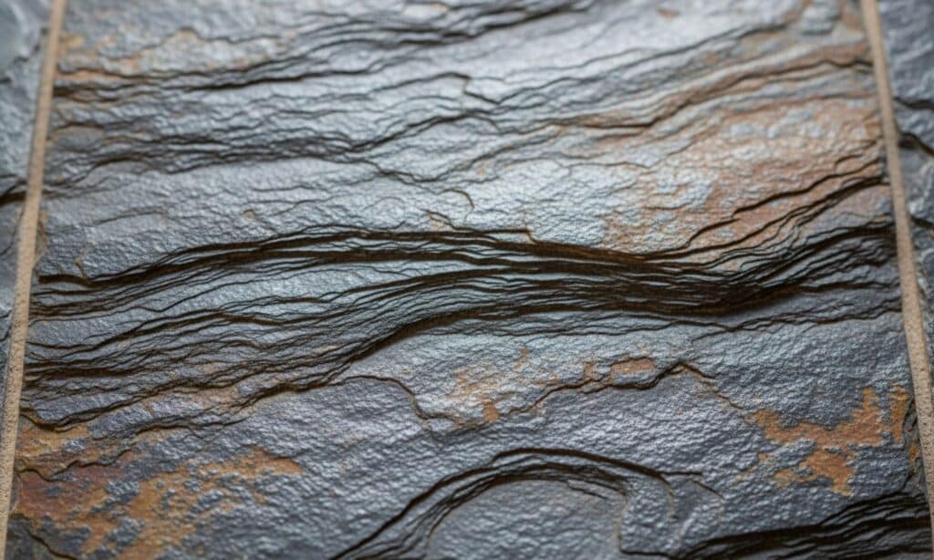 a close-up on the riven texture of a slate tile - slate flooring for kitchen