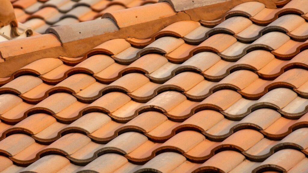 brown roof tiles in close up photography